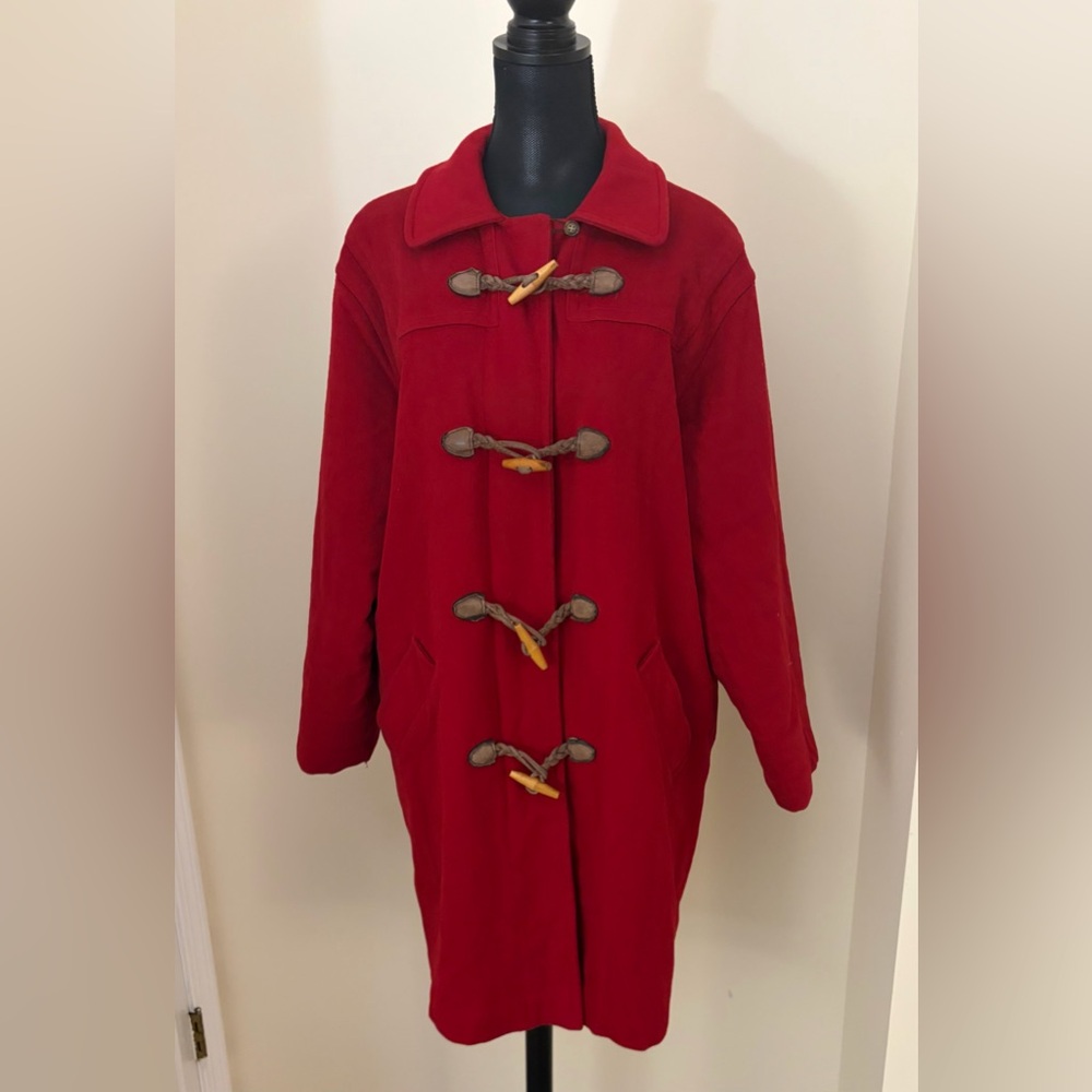 Vintage L.L.Bean Red Wool Duffle Coat Thinsulate Made in USA Women’s 10